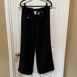 H&M Black Wide-Leg Linen Pants